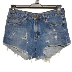 Calvin Klein Extremely Distressed Cut Off Jean Shorts size 6